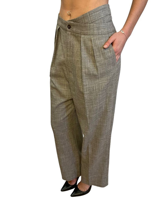 Rohe Grey Double Waist Checkered Pant. Size: 36