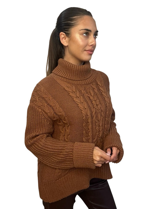 Victoria & Woods Brown Turtleneck Knit Sweater. Size: 0
