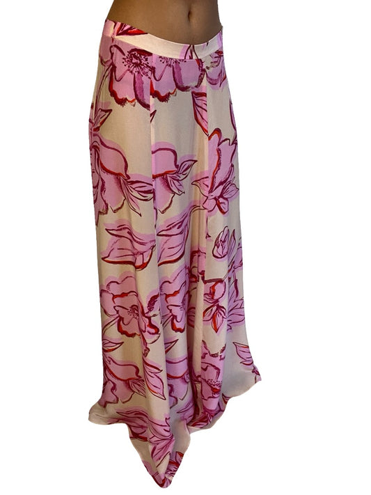Manning Cartell Pink / Cream Floral Print Maxi Skirt. Size: 8