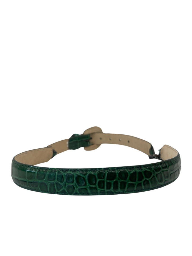 Estilo Emporio Green Croc Leather Belt. Size: L