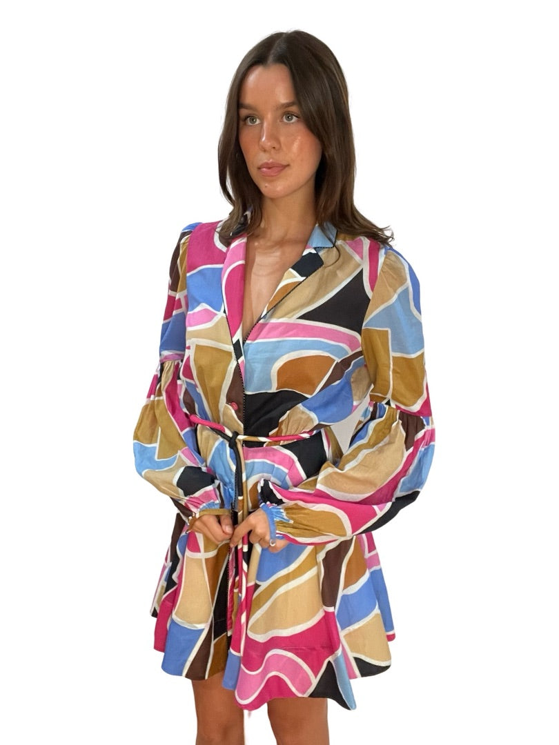Rebecca Vallance Multi-Colour Le Reve Long Sleeve Dress. Size: 10