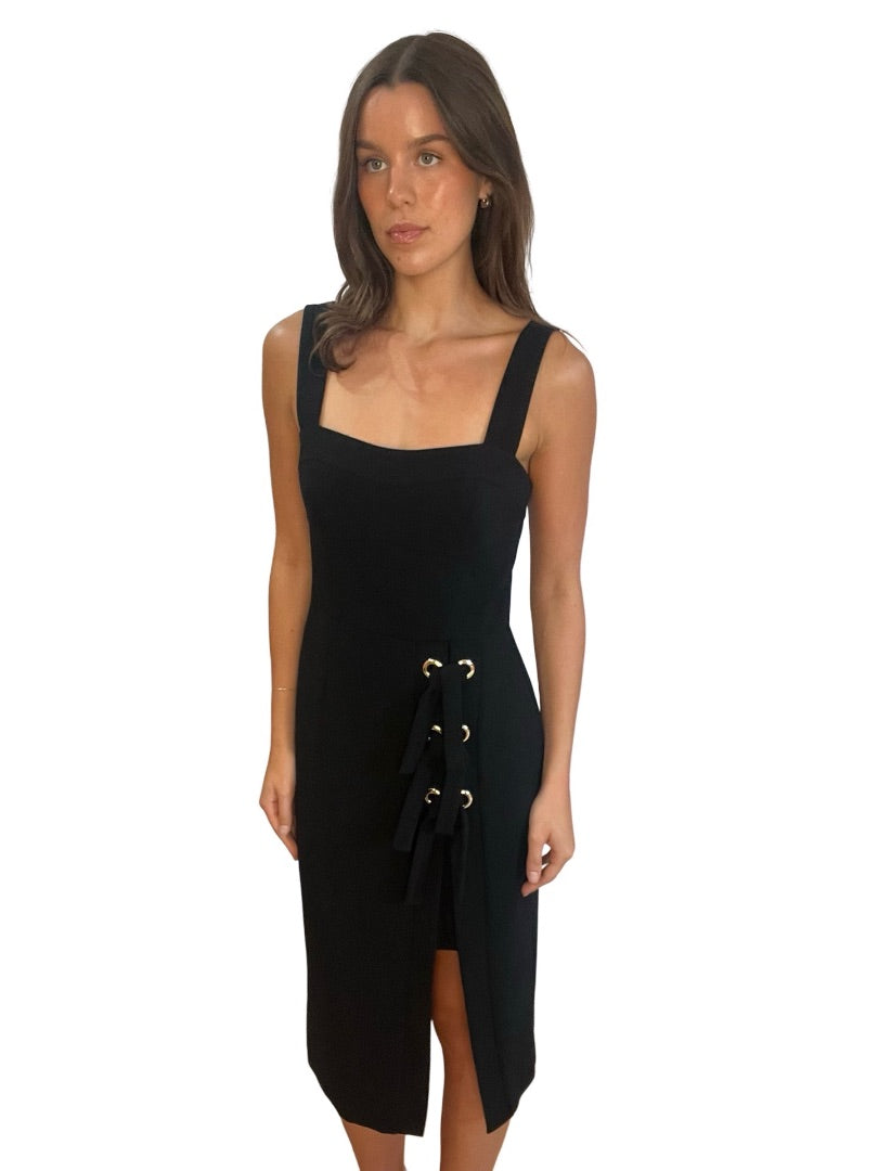 Rebecca Vallance Black Celestina Tie Dress. Size: 10