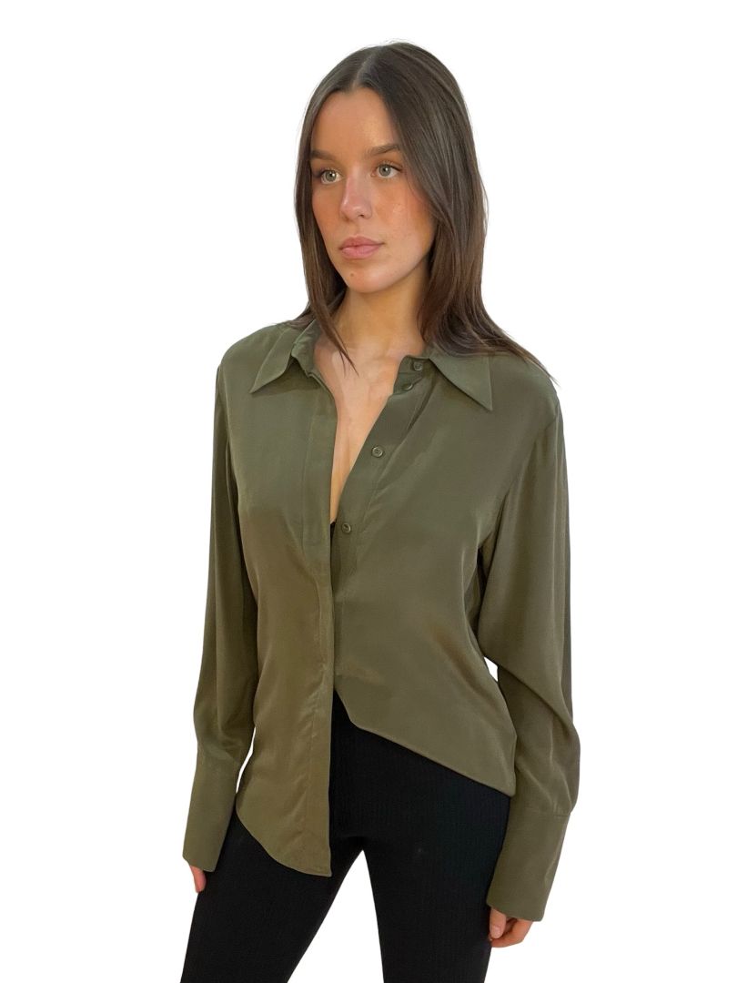 Camilla & Marc Khaki Olivier Button Down Blouse. Size: 6