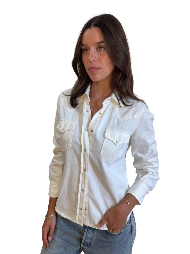 Scanlan Theodore Cream Pocketed Shirt. Size: 6