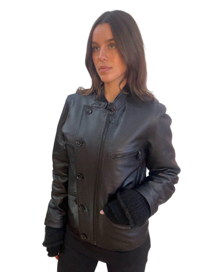 Alexander Wang Black Calfskin Leather Jacket. Size: S
