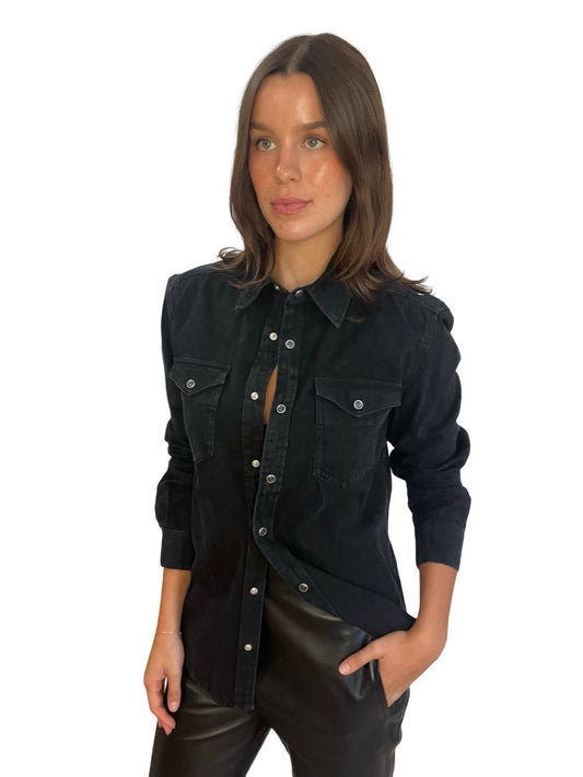 Givenchy Black Denim Shirt w/ Studs. Size: S