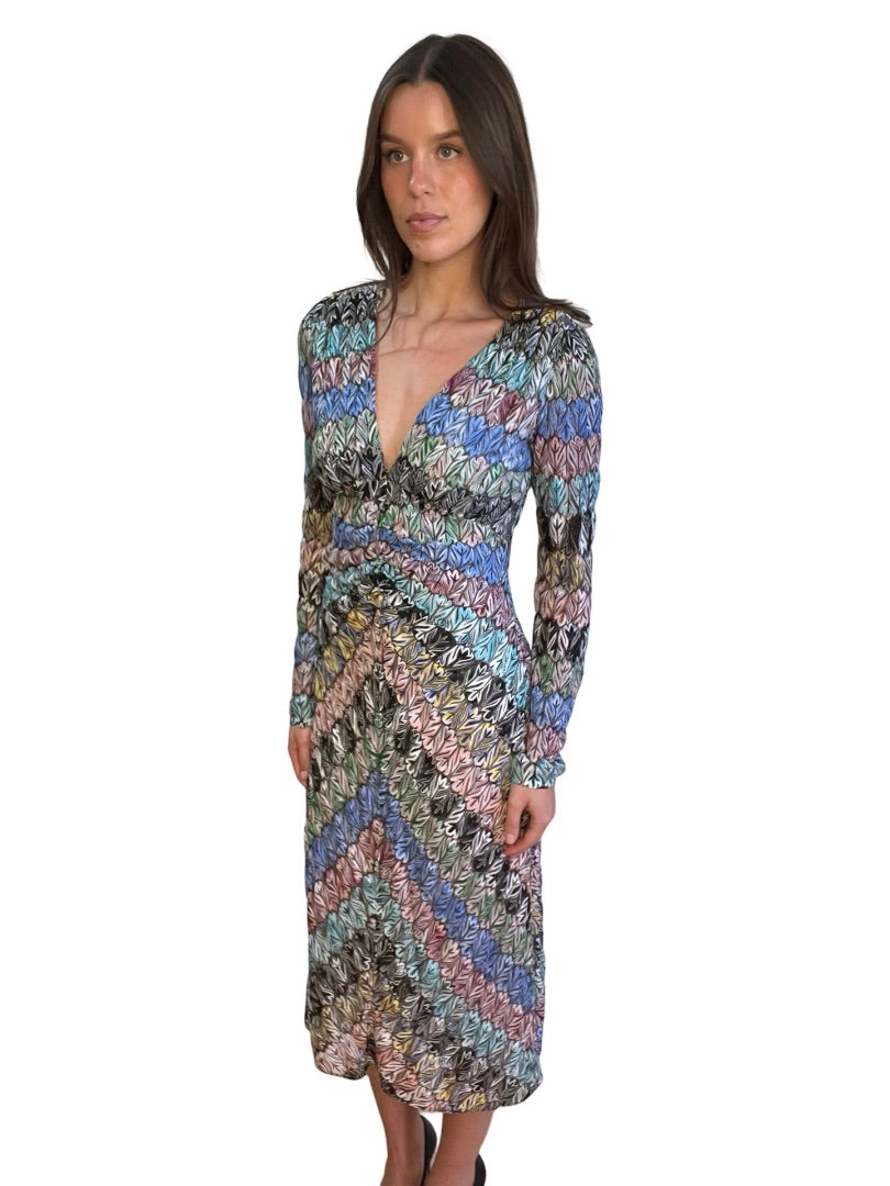 Missoni Dal 1953 Multi-Colour Long Sleeve V Neck Dress. Size: 46