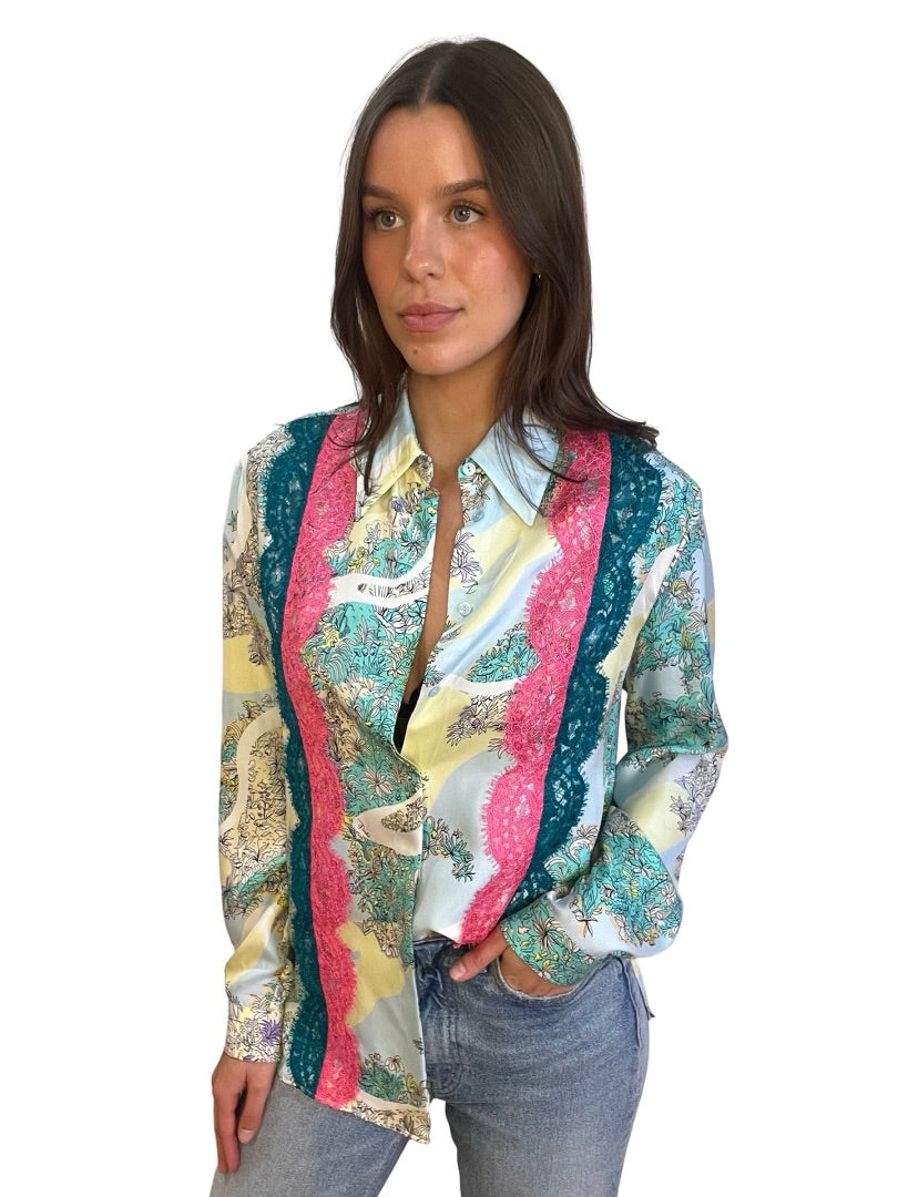 Emilio Pucci Multi-Colour Silk Print Shirt. Size: 10