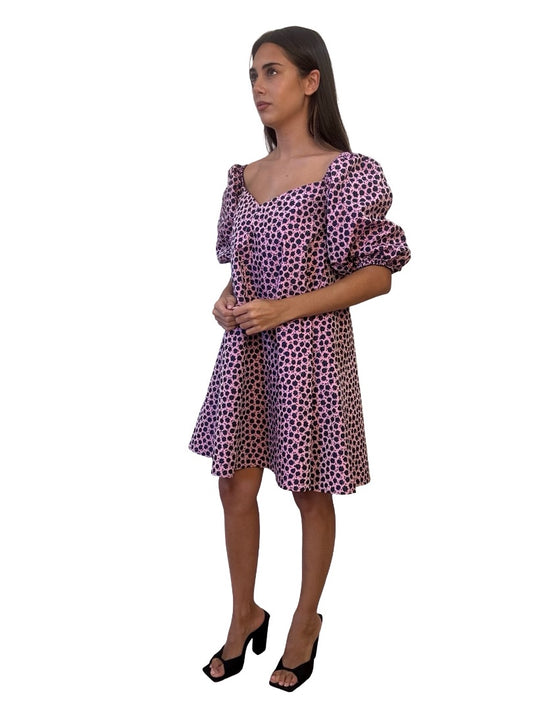 Scanlan Theodore Pink/Navy Floral Trapeze Mini Dress. Size: 10