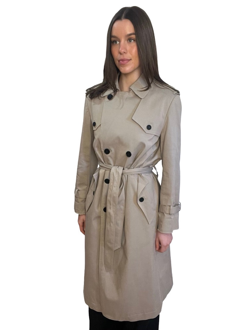 Zadig & Voltaire Beige Frayed Hem Double Breasted Trench. Size: XS