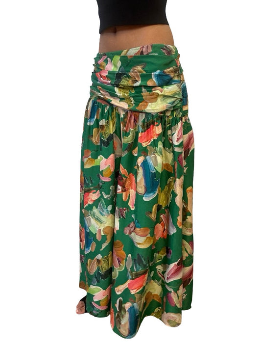 Alemais Green Arlo Paint Print Skirt. Size: 12