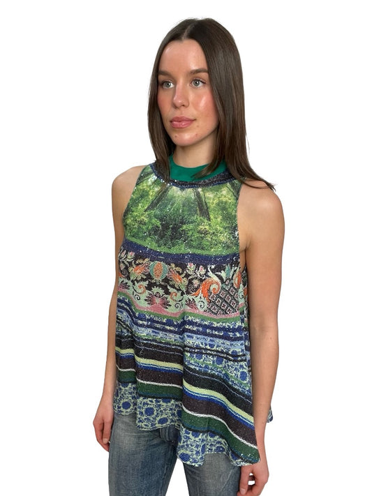 Clover Canyon Multi-Colour Sleeveless Sequin Top. Size: M