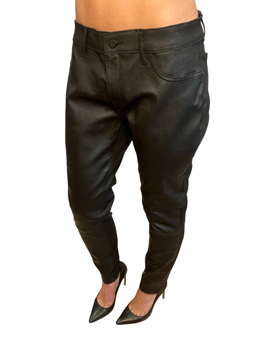 DL1961 Black Leather 'Emma Low Rise Skinny' Pants. Size: 32
