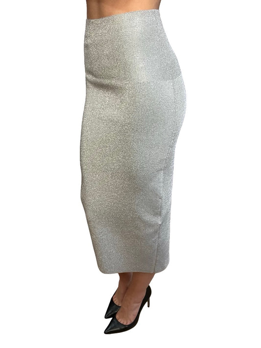 Victoria Beckham Body Silver Metallic Fitted Skirt. Size: 6