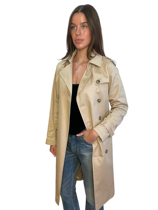 A.P.C Tan 'Greta' Trench Coat. Size: 34