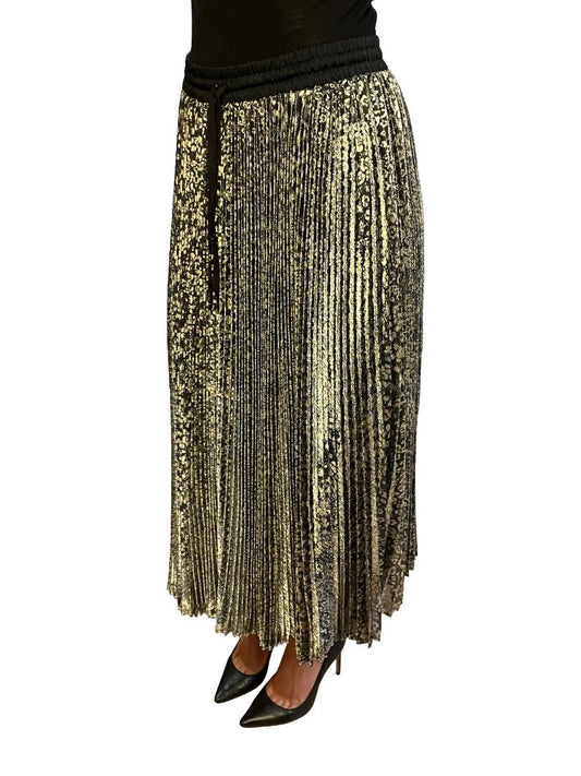 Rebecca Vallance Gold / Black Glitter Leopard Print Maxi Skirt. Size: 12