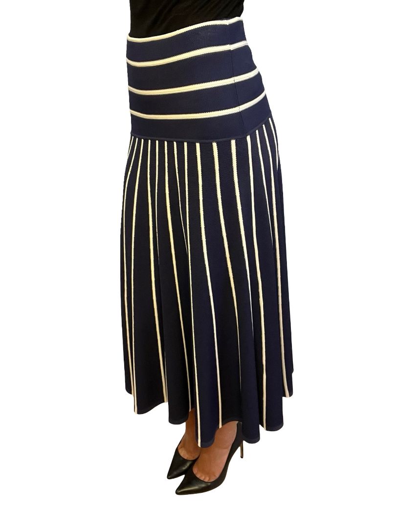 Zimmermann Navy Striped Midi Skirt. Size: UK 10