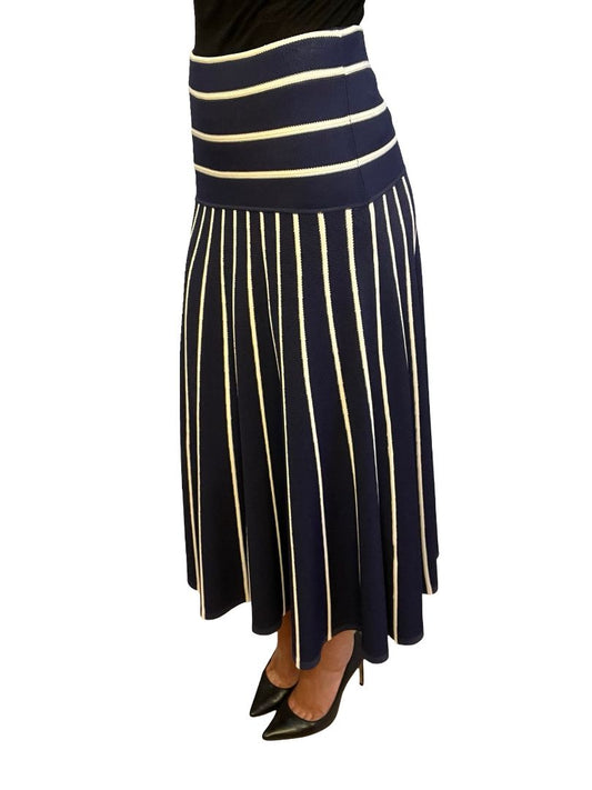 Zimmermann Navy Striped Midi Skirt. Size: UK 10