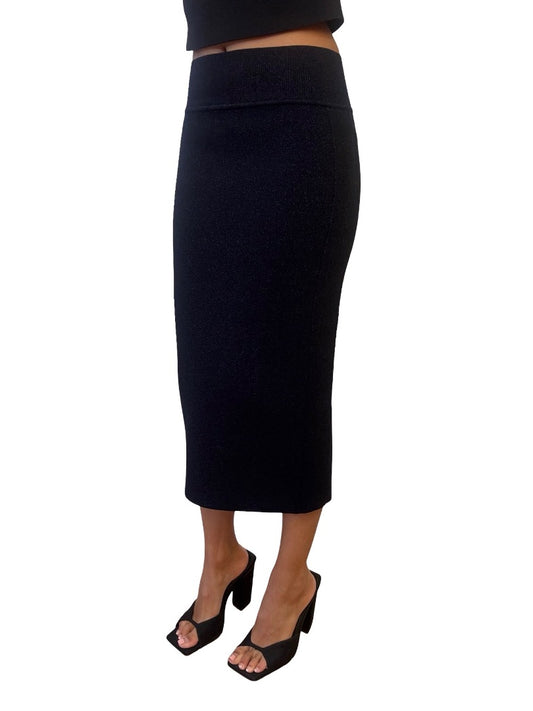 Scanlan Theodore Black Crepe Knit Skirt. Size: M
