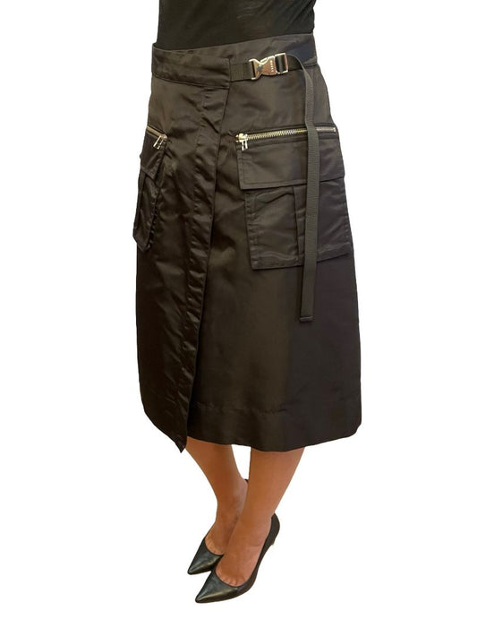 Staud Black Cargo Style Zip Skirt. Size: S