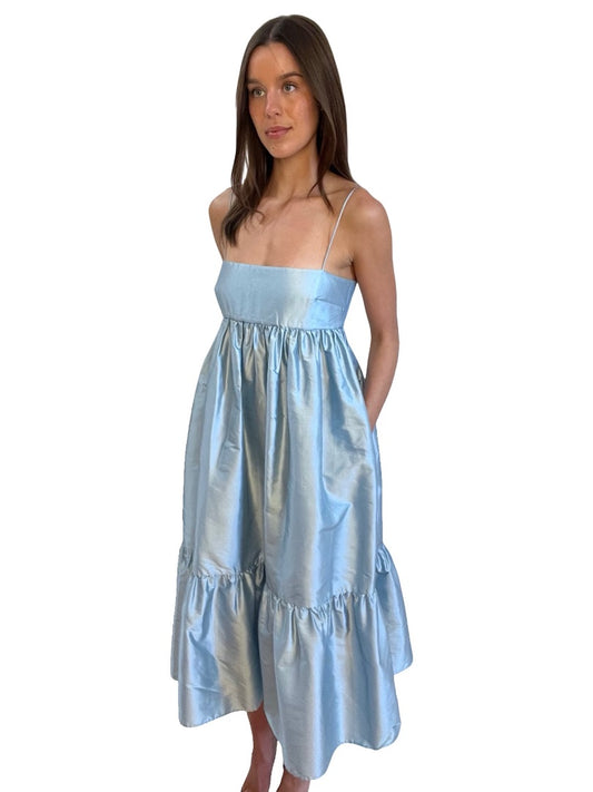 Baaby Blue Baby Doll Maxi Dress w Spegetti Straps. Size: Small