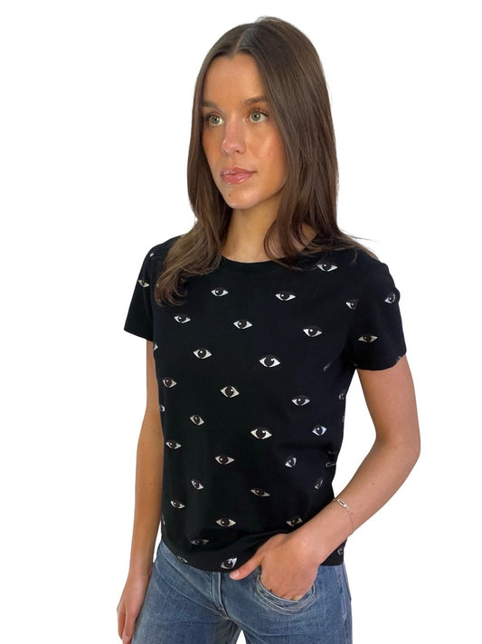 Kenzo Black Embroidered Eye Print T-Shirt. Size: S