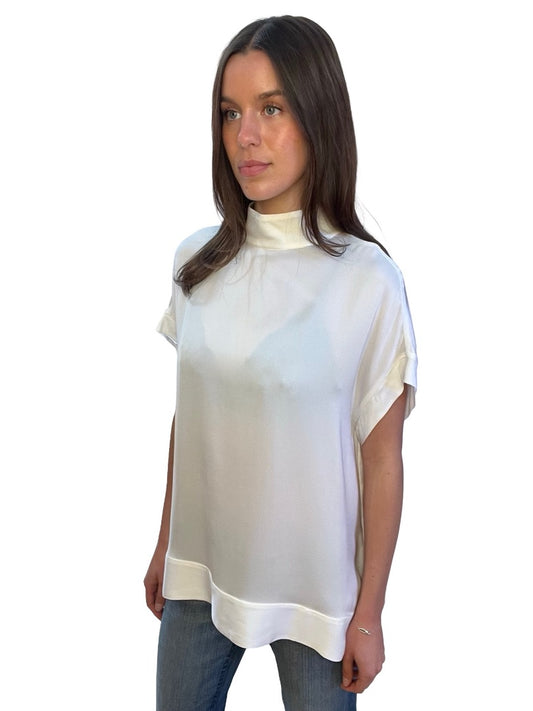 By Malene Birger White High Neck Blouse. Size: L-XL