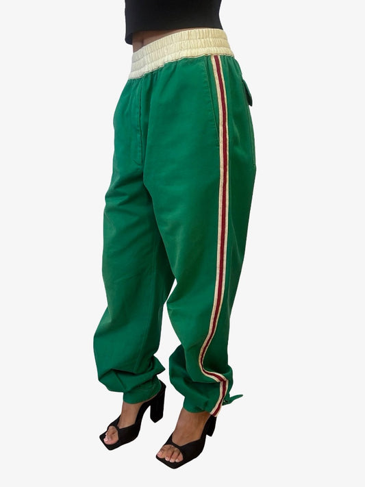 Gucci Green Tapered Striped Cotton Pants. Size: 42