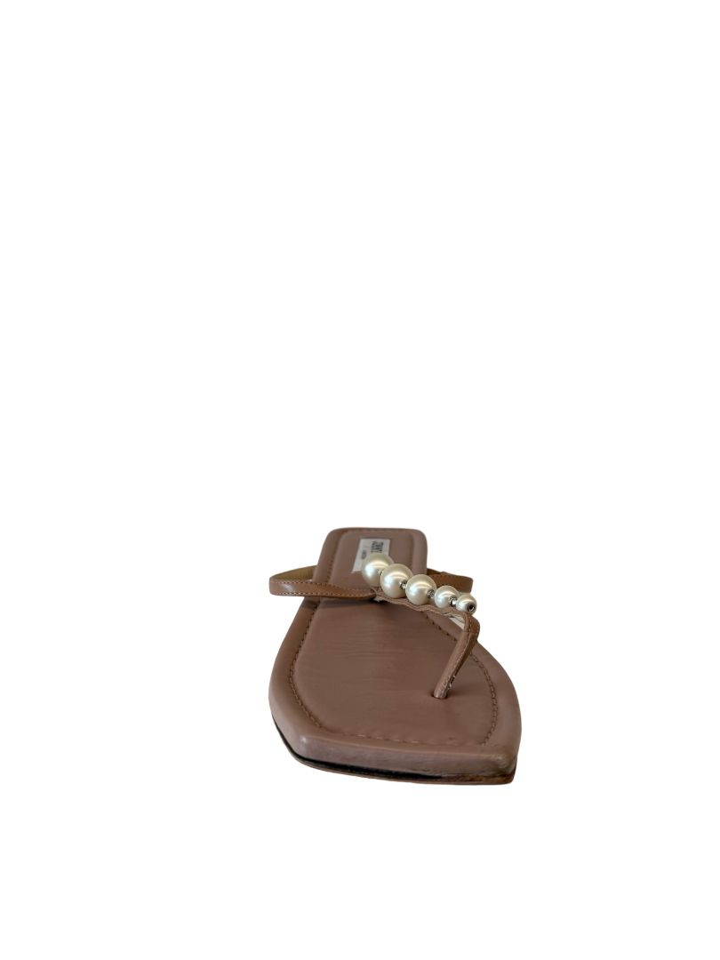 Jimmy Choo Nude Pink Pearl Sandals. Size: 38
