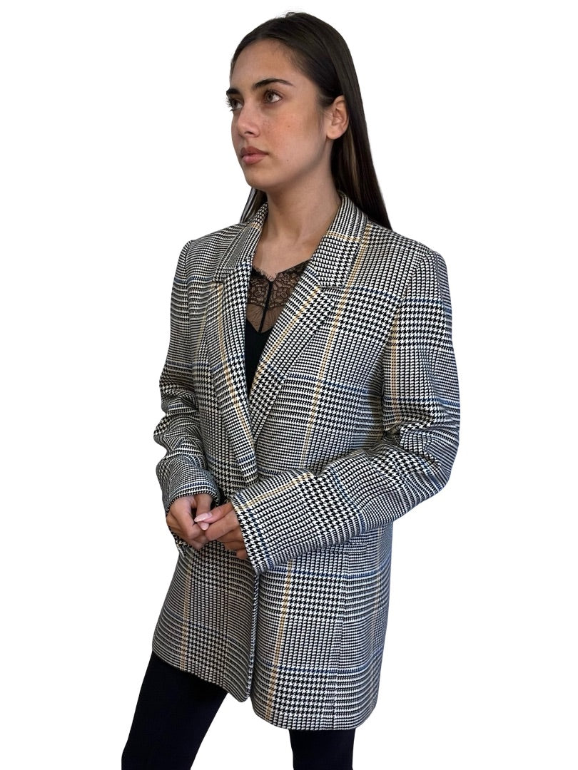 Anine Bing Neutral Madeleine Houndstooth Blazer. Size: M