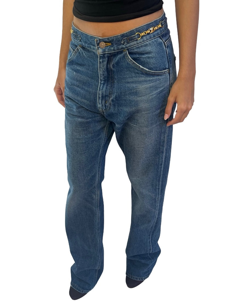 Celine Blue Jeans w/ Gold Hardware. Size: 29
