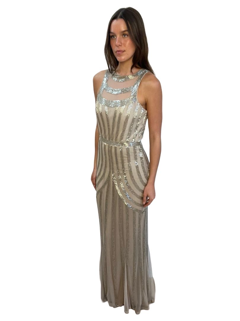 Rachel Gilbert Nude Camille Gown. Size: 3