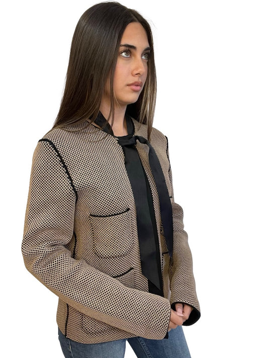 Louis Vuitton Nude Buttoned Bow Cardigan. Size: L