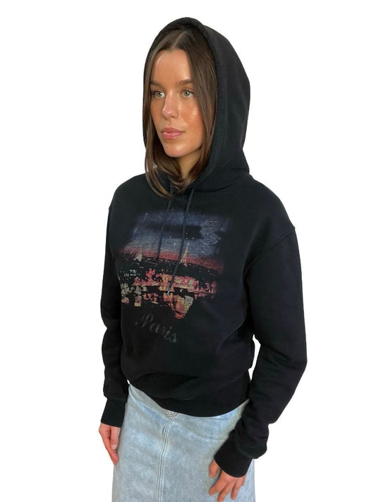 Balenciaga Black 'Paris' Graphic Hoodie. Size: S
