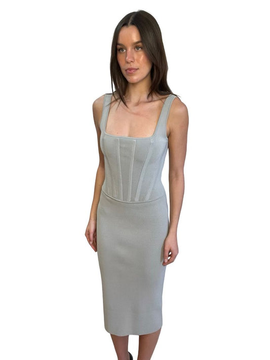 Dion Lee Grey Boned Fitted Dress. Size: S