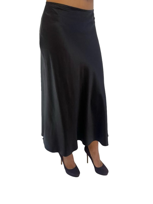 Ginia Black Silk Skirt. Size: S