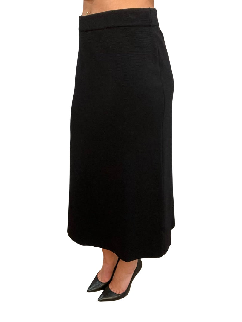 Husk Black Crepe Maxi Skirt w Slit. Size: L