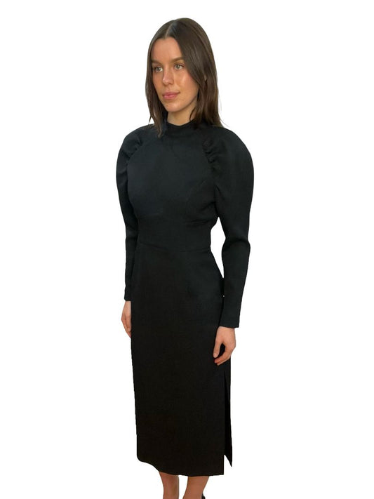 Rebecca Vallance Black Open back Long Sleeve Dress. Size: 10