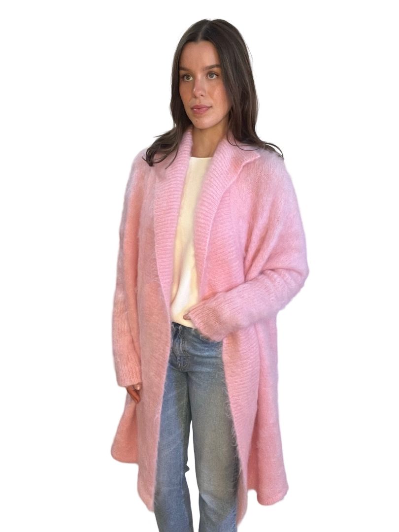 Scanlan Theodore Brushed Pink Mohair Cardigan. Size: 3