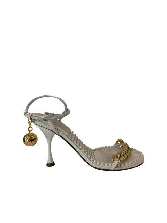 Bottega Veneta White Ball & Chain Sandal Heels. Size: 39