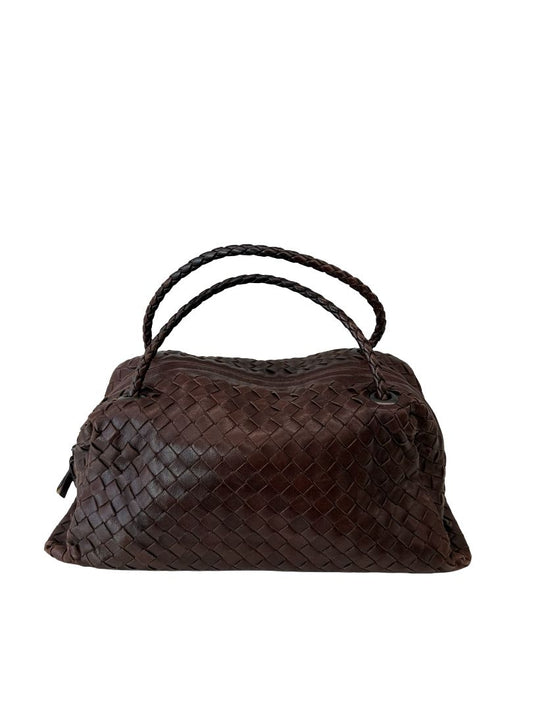 Bottega Veneta Brown Intrecciato Leather Handbag.