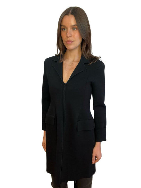 Scanlan Theodore Black Crepe Knit Coat. Size: M