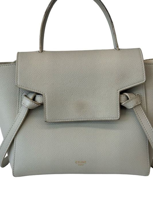 Celine Sage Green Leather Mini Belt Bag.