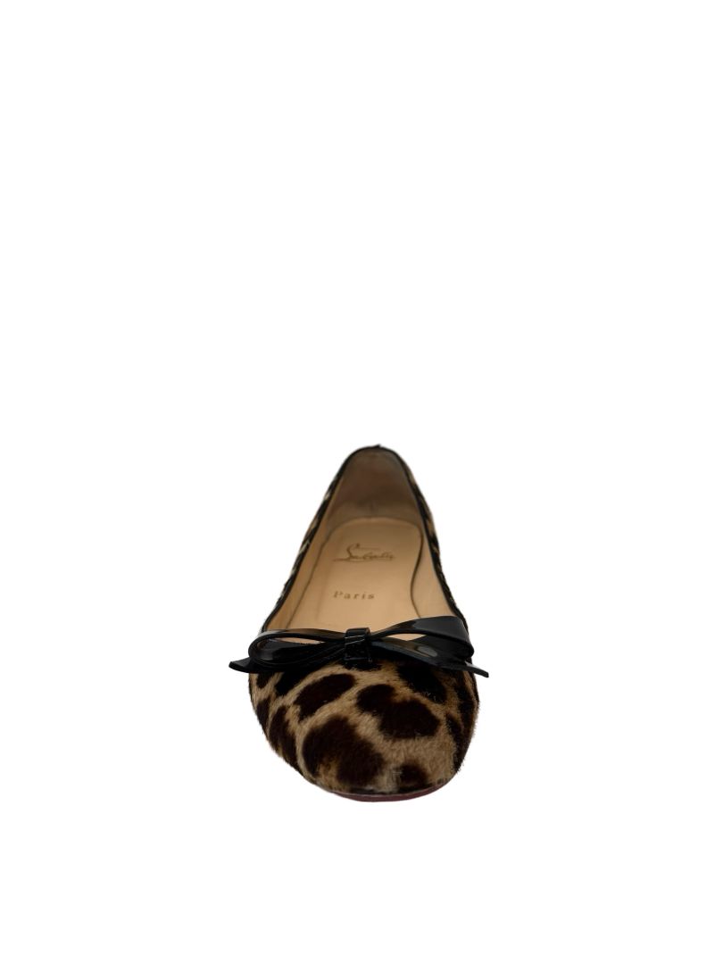 Christian Louboutin Leopard Ballet Flats W Bow. Size: 37.5