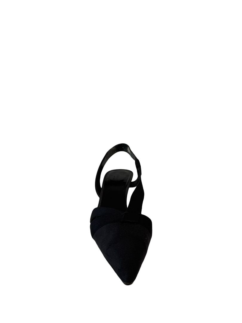 Gucci Black Cloth Slingback Kitten Heels. Size: 41 C