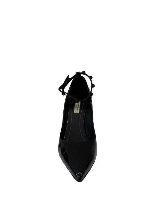 Balenciaga Black Patent Heel W Black Studded Strap. Size: 37