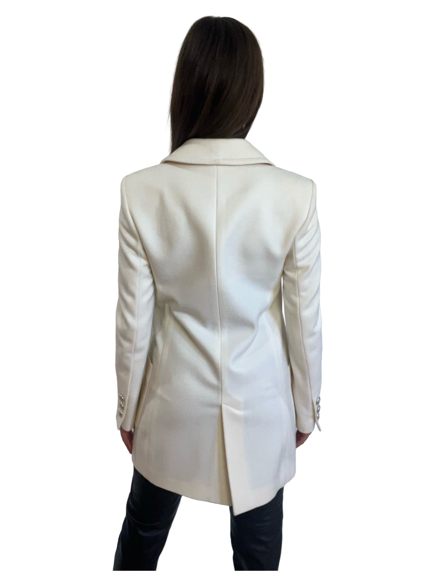 Chanel Cream Wool CC Button Double Breasted Coat. Size: 36