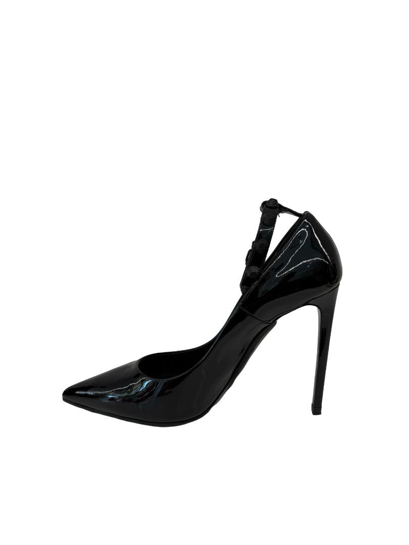 Balenciaga Black Patent Heel W Black Studded Strap. Size: 37
