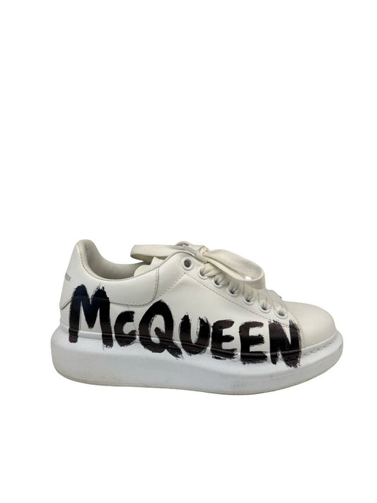 Alexander McQueen White Leather Graffiti Sneakers. Size: 36.5
