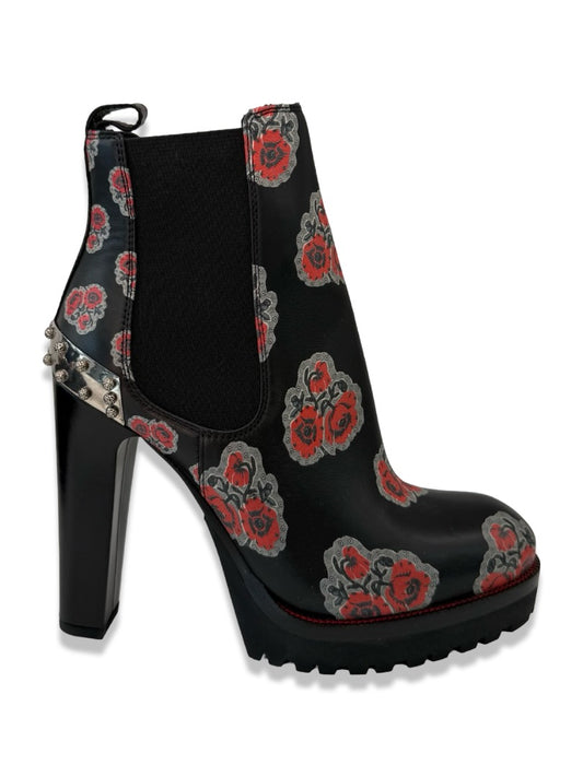 Alexander McQueen Black Poppy Heeled Low Boots. Size: 35